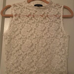 Ambiance White Lace Sleeveless Blouse